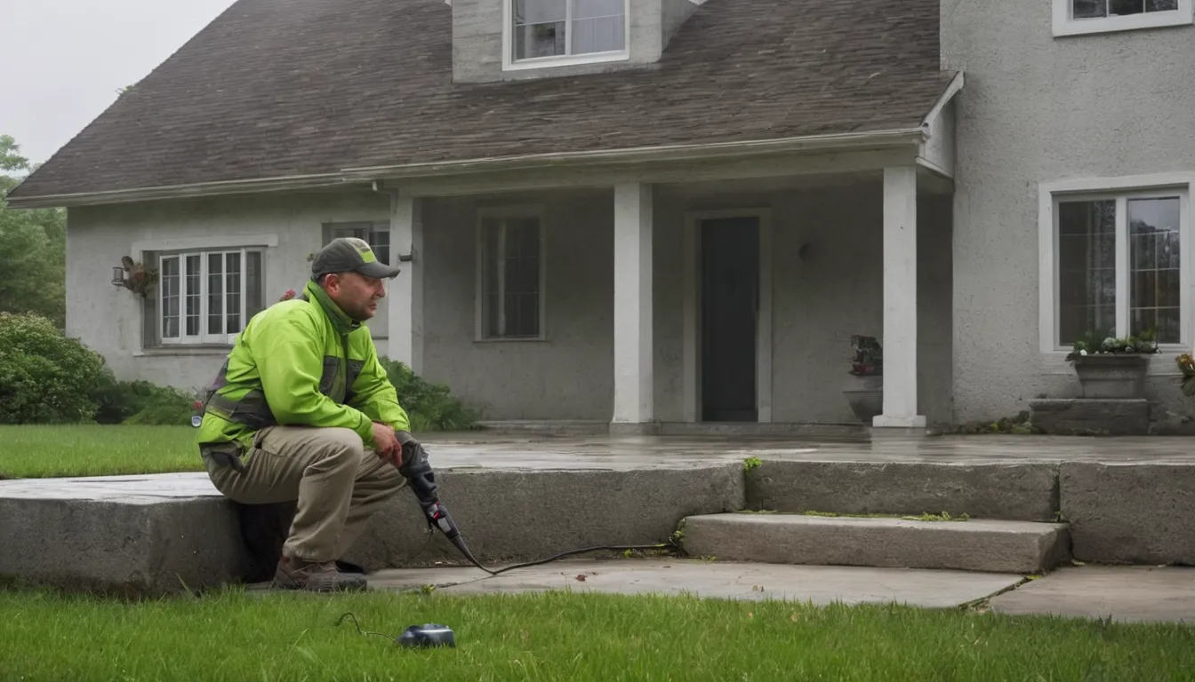A provider checking the foundation of an older home near Pevely