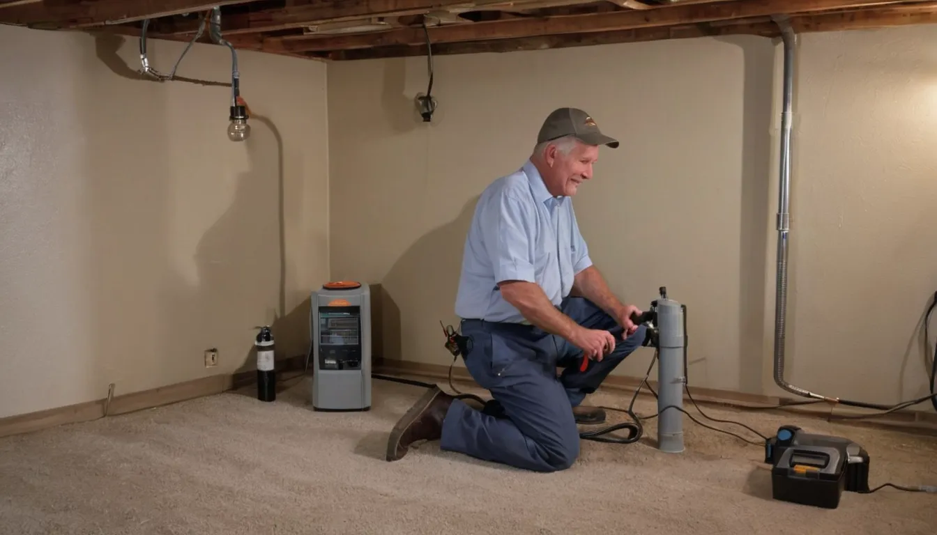 Friendly provider inspecting a basement foundation wall in an older home near Pevely